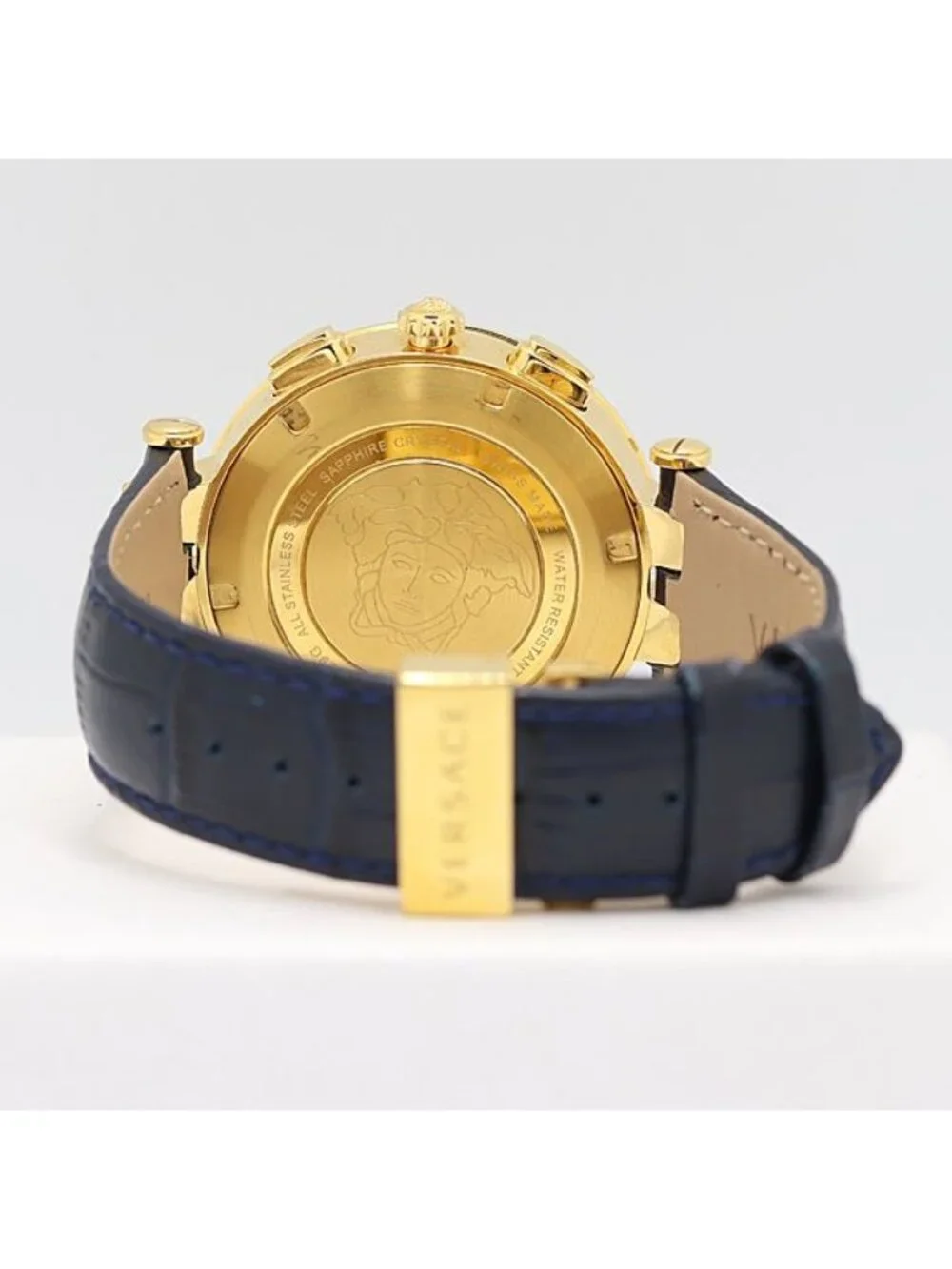 Versace Matelasse GMT Alarm Date Smoseco Quartz Navy Dial Watch